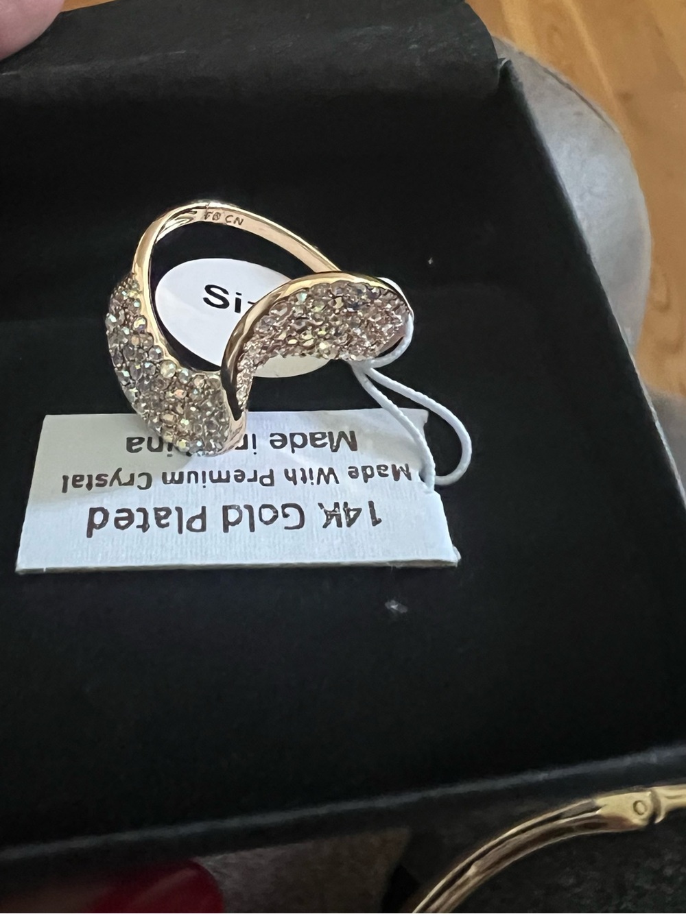 Gold Crystal Twisted Statement Ring